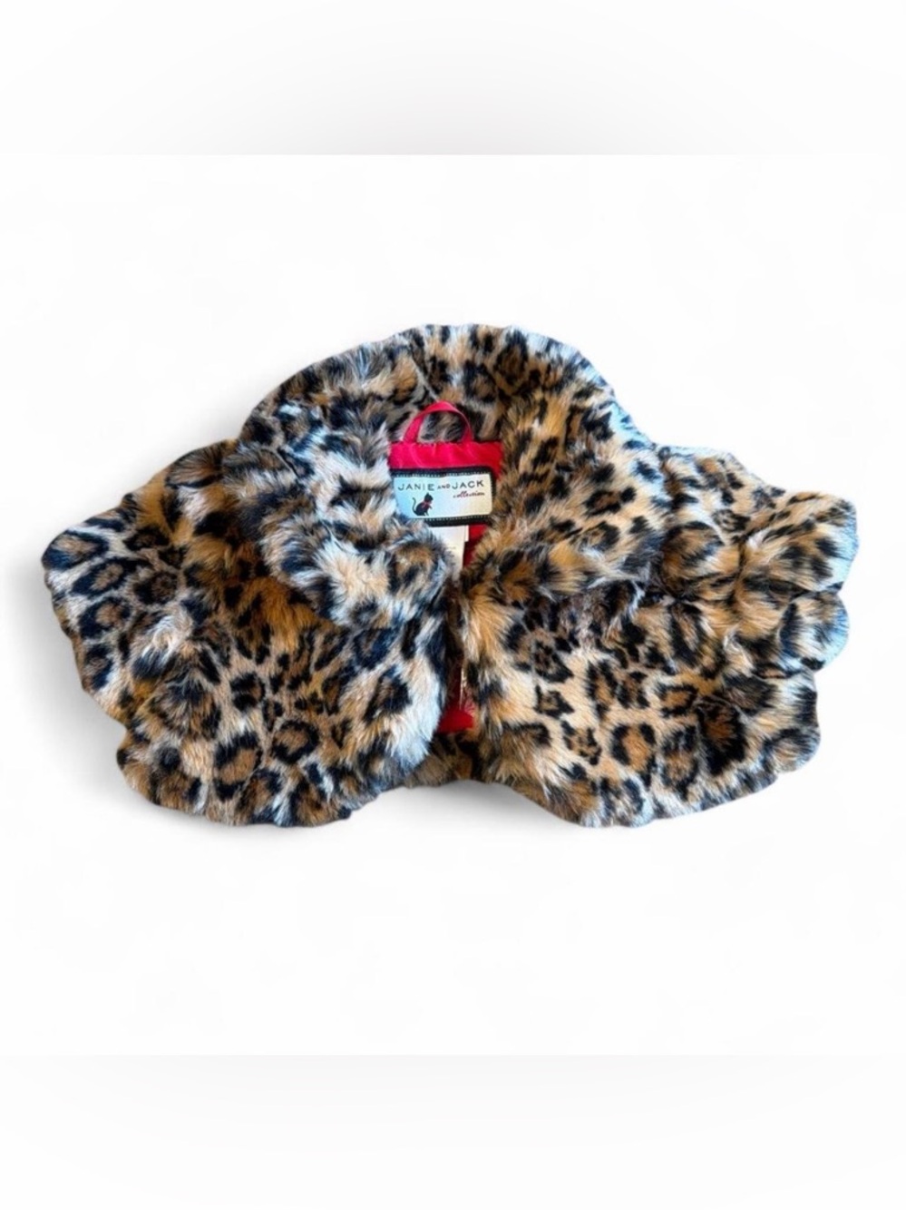 Janie and Jack Leopard Print Faux Fur Capelet in Tan and Black